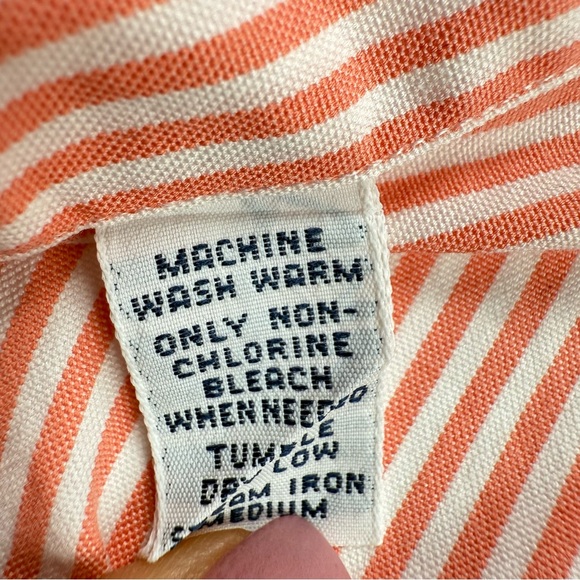 Ralph Lauren Men's Orange White Striped Button Down Classic Fit Shirt 16.5 36/37 - Picture 9 of 11